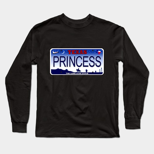 Princess Texas License Plate Long Sleeve T-Shirt by Mel's Designs